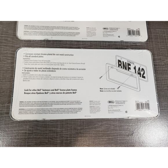 SET OF 2 Bell Chrome Die Cast Metal License Plate Frame CORROSION RESISTANT - Picture 5 of 7